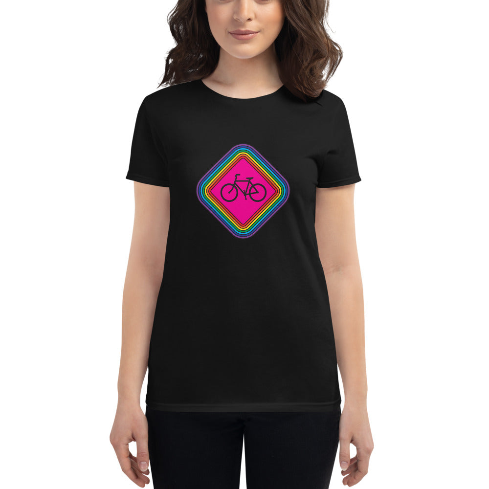 BIKESIGNALS Cycling Life | Op Art Bike Rainbow | women's t-shirt