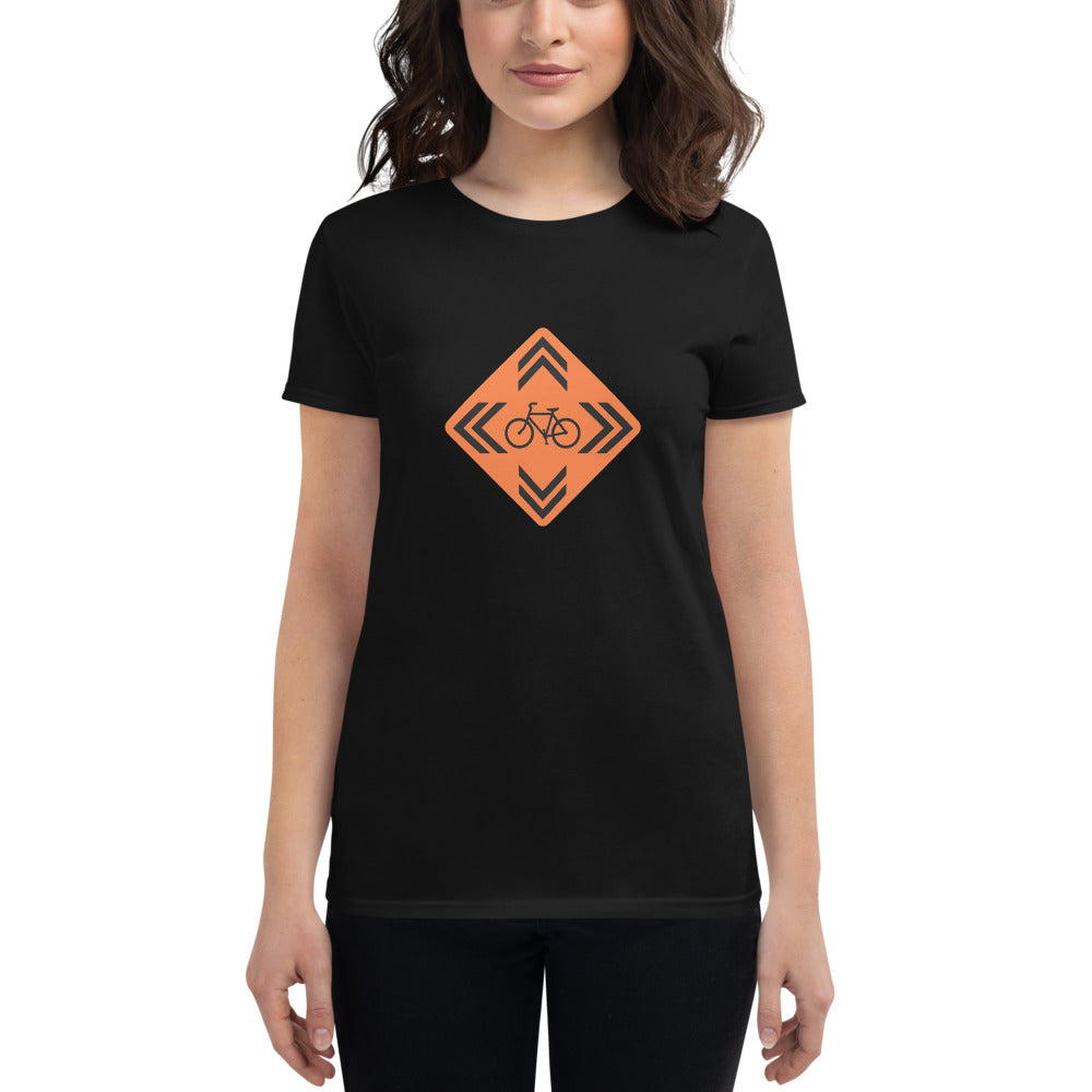 BIKESIGNALS Cycling Life | Sharrows Everywhere (Highway Orange) women's t-shirt