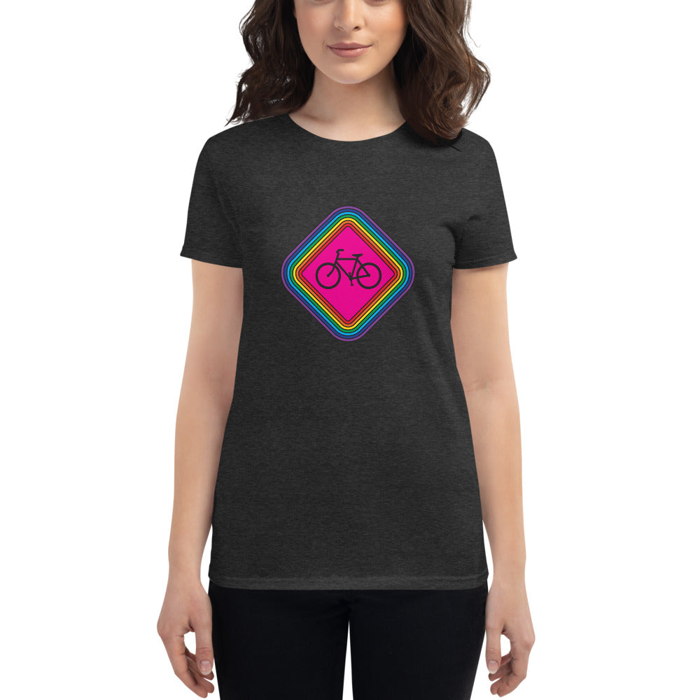BIKESIGNALS Cycling Life | Op Art Bike Rainbow | women's t-shirt