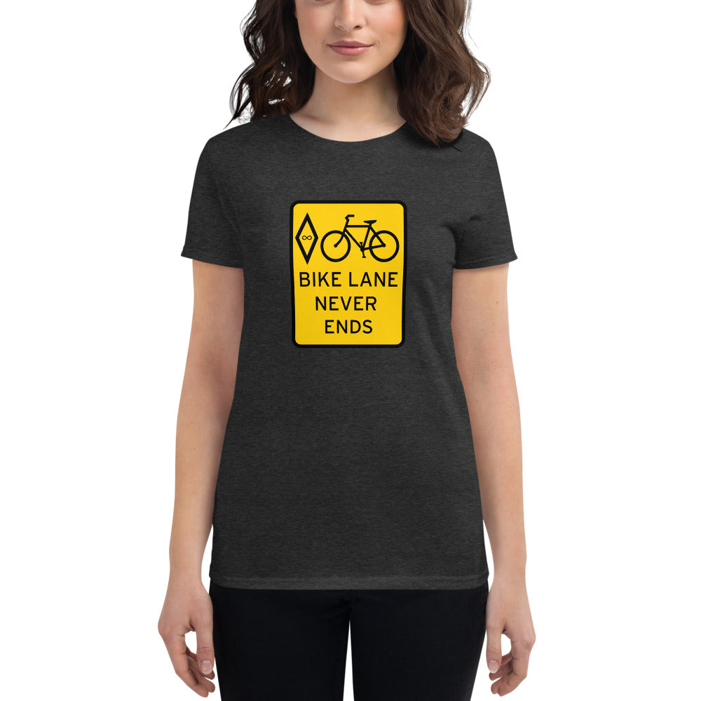 BIKESIGNALS Cycling Life | Bike Lane Never Ends (Highway Yellow) | women's t-shirt