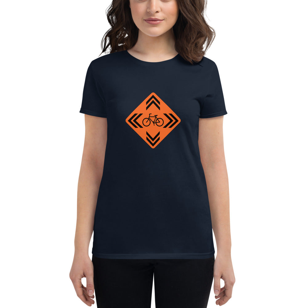 BIKESIGNALS Cycling Life | Sharrows Everywhere (Highway Orange) women's t-shirt