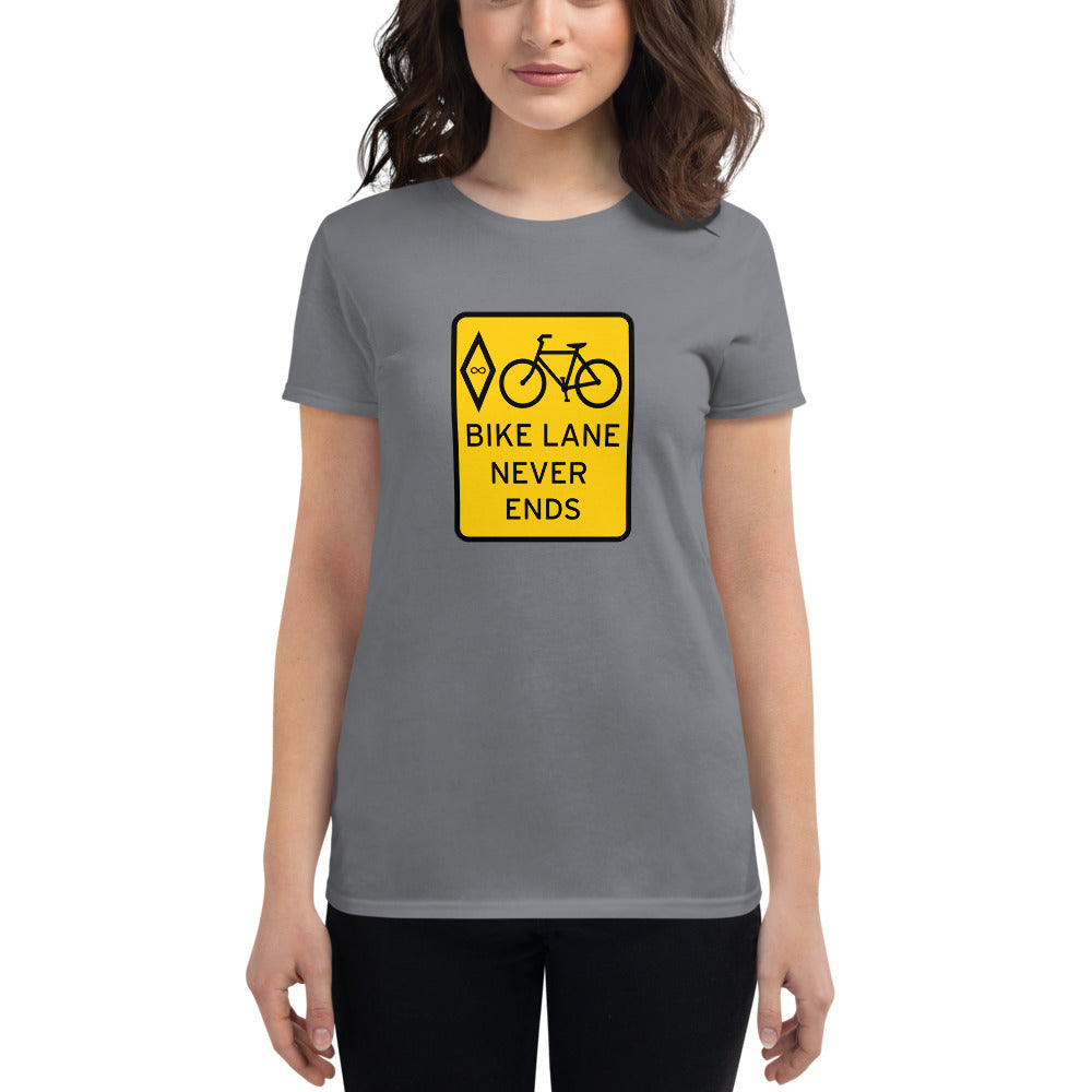 BIKESIGNALS Cycling Life | Bike Lane Never Ends (Highway Yellow) | women's t-shirt