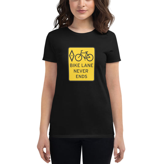 BIKESIGNALS Cycling Life | Bike Lane Never Ends (Highway Yellow) | women's t-shirt