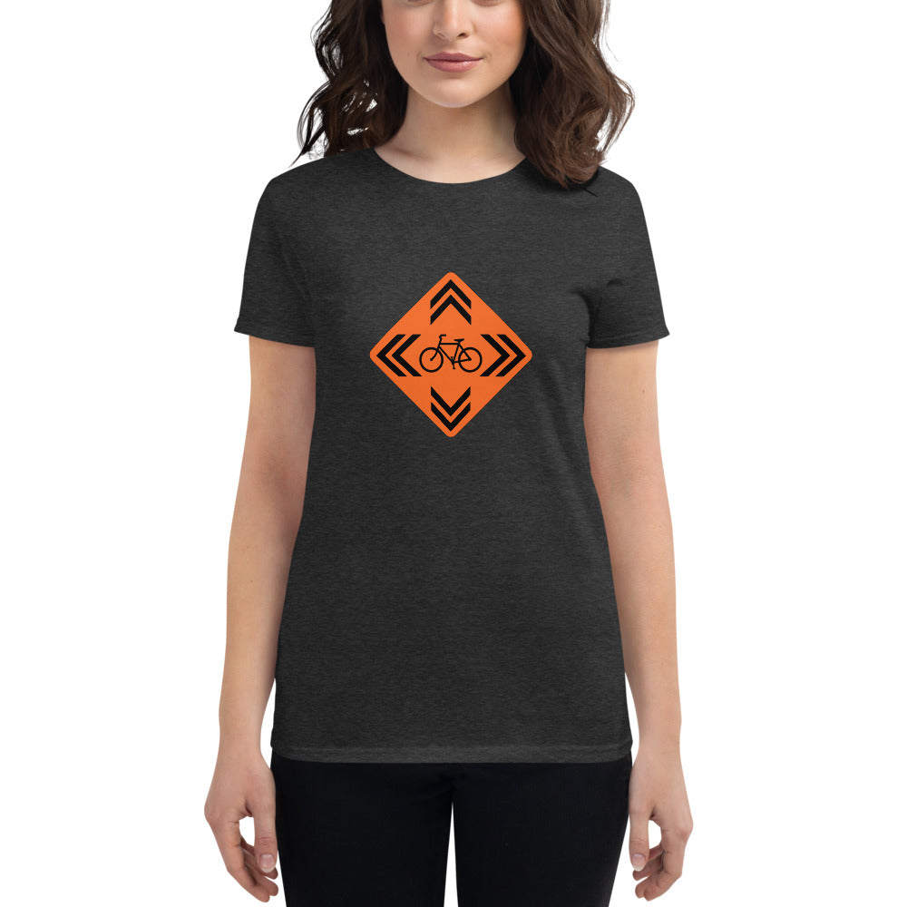 BIKESIGNALS Cycling Life | Sharrows Everywhere (Highway Orange) women's t-shirt