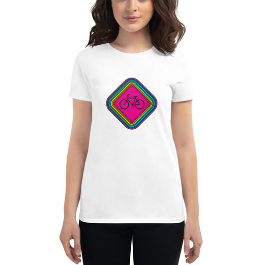BIKESIGNALS Cycling Life | Op Art Bike Rainbow | women's t-shirt