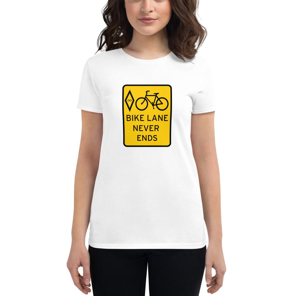 BIKESIGNALS Cycling Life | Bike Lane Never Ends (Highway Yellow) | women's t-shirt