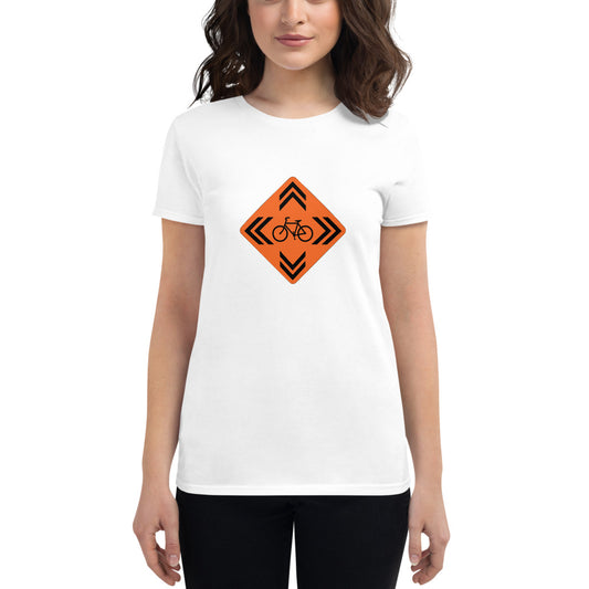 BIKESIGNALS Cycling Life | Sharrows Everywhere (Highway Orange) women's t-shirt